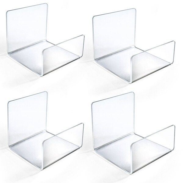Acrylic Easel Stand U-Shaped with Front Lip for Counter, 4PK